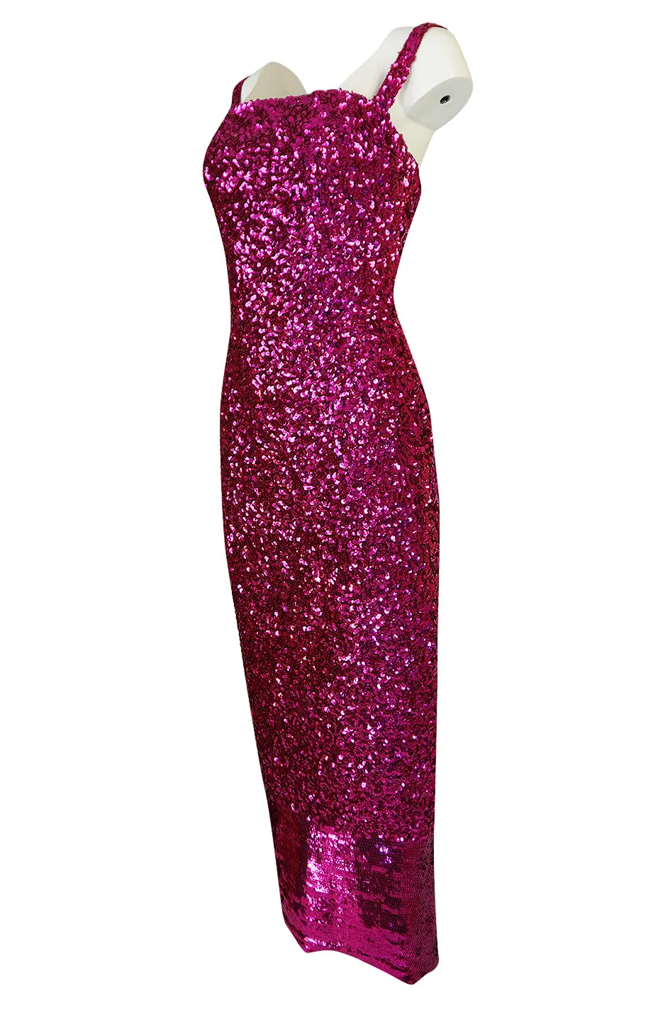 1950s Mr. Blackwell Demi-Couture Densely Covered Pink Sequin Dress