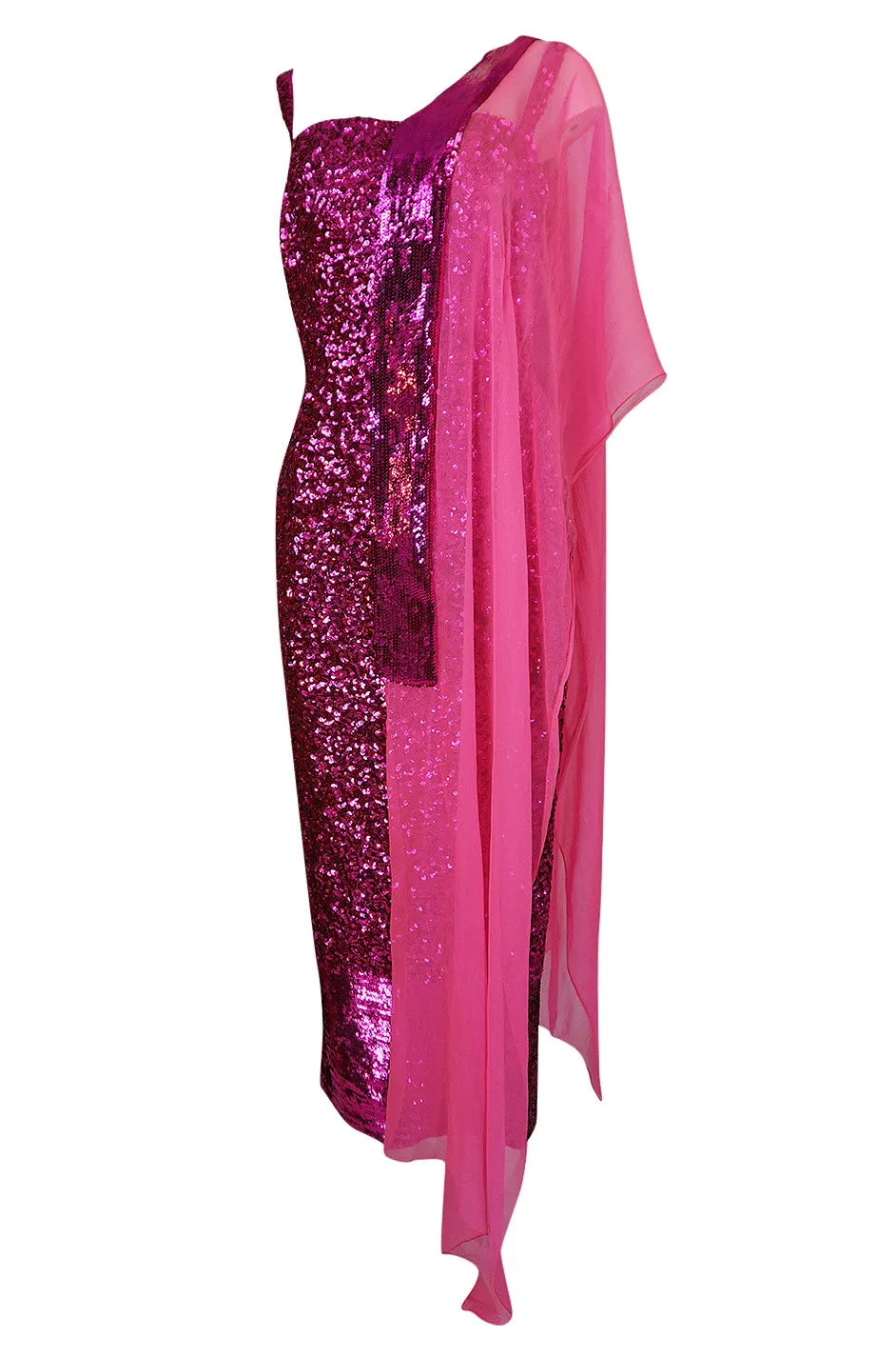 1950s Mr. Blackwell Demi-Couture Densely Covered Pink Sequin Dress