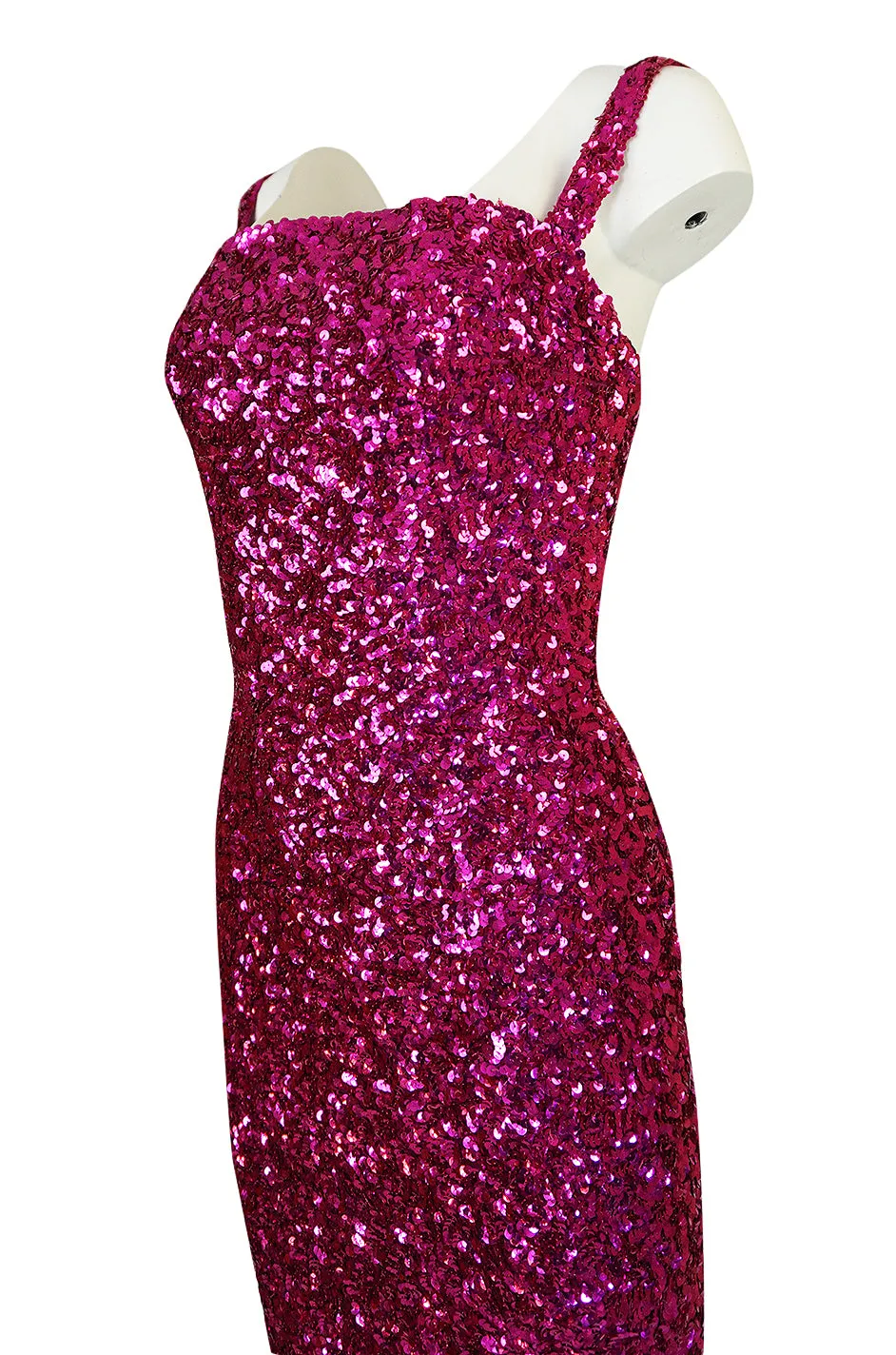 1950s Mr. Blackwell Demi-Couture Densely Covered Pink Sequin Dress