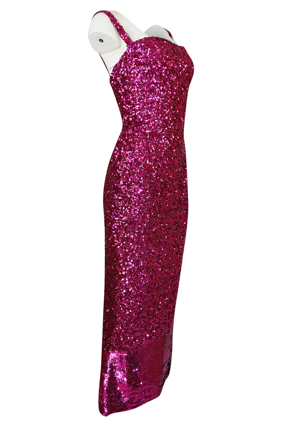 1950s Mr. Blackwell Demi-Couture Densely Covered Pink Sequin Dress