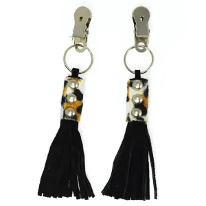 6 Inch Rimba Metal Nipple Clamps with Animal Print
