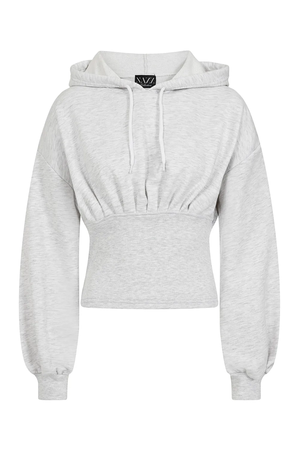 Ari Light Grey Ribbed Waist Hoodie Tracksuit Set