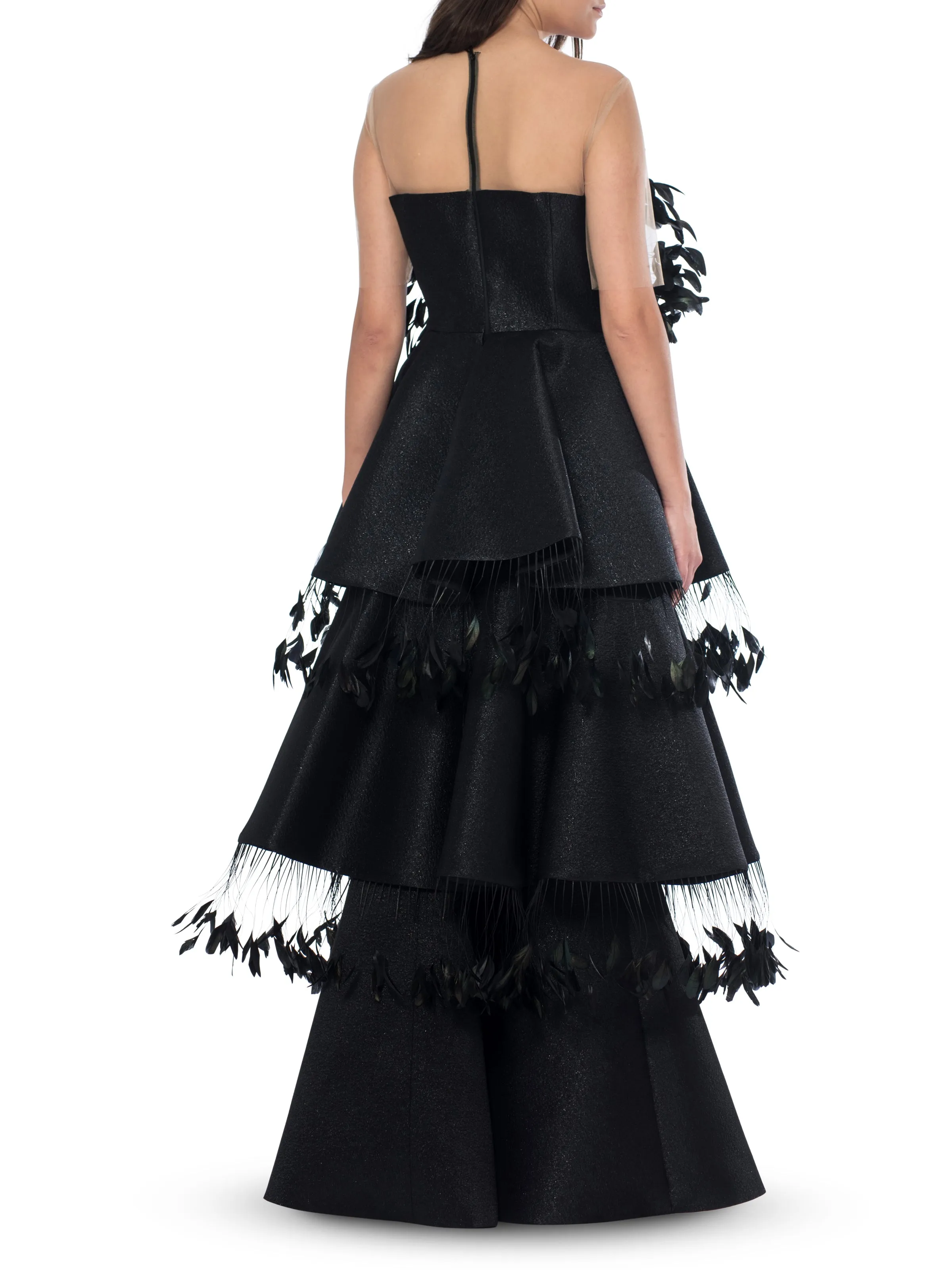 Black Fossacesia Tiered Gown