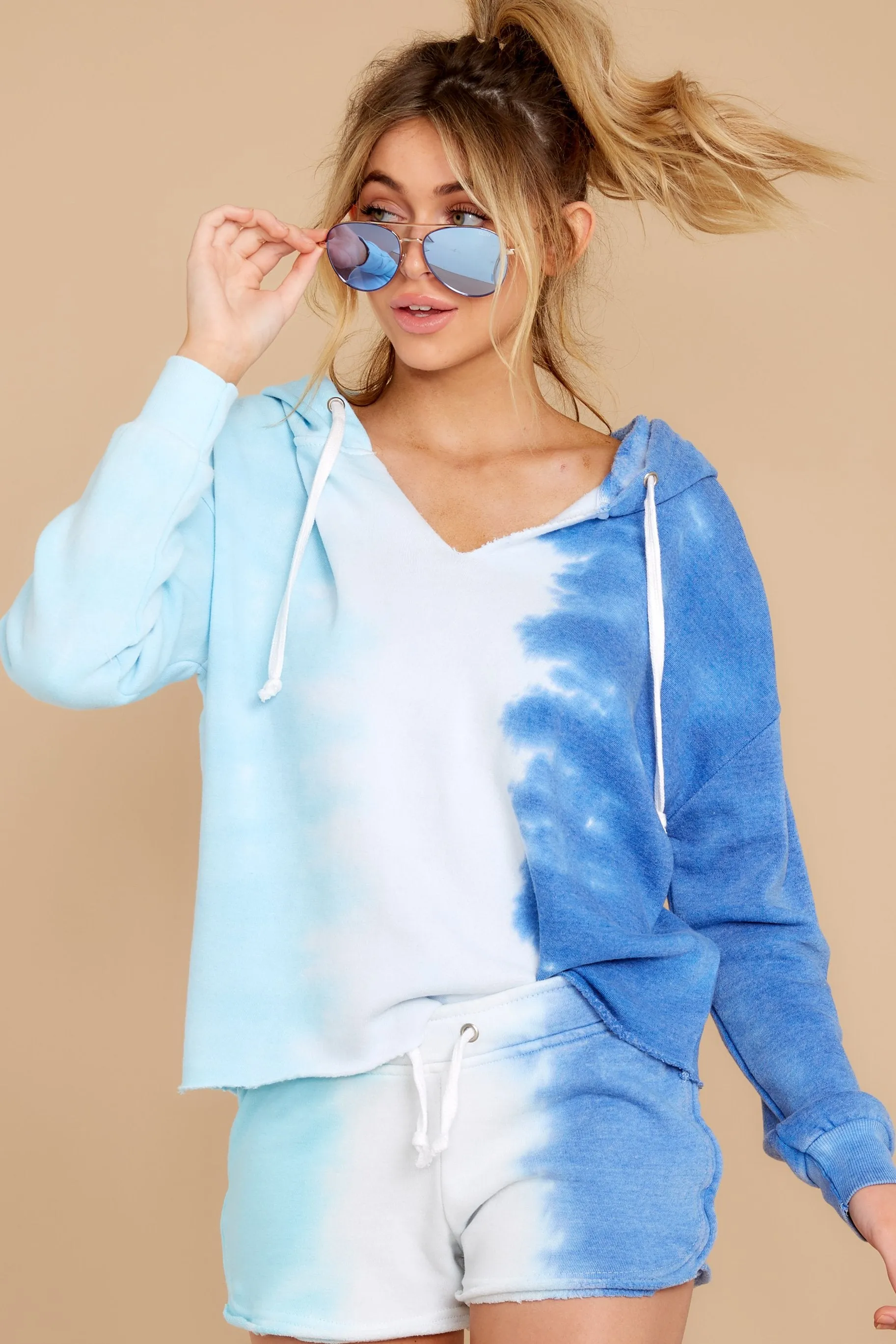 Boardwalk Overlook Blue Multi Tie Dye Hoodie