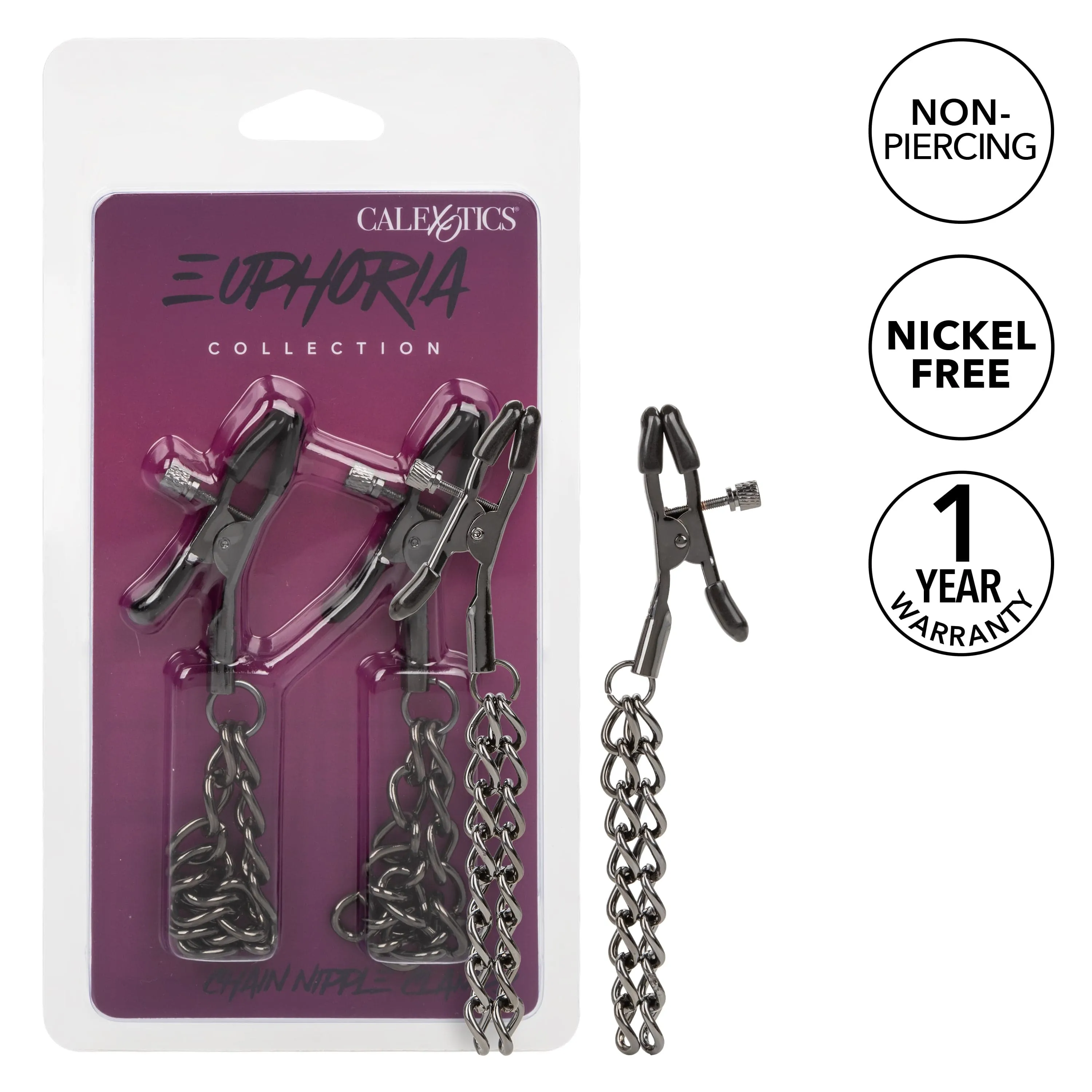 California Exotics - Euphoria Collection Chain Nipple Clamps (Black)