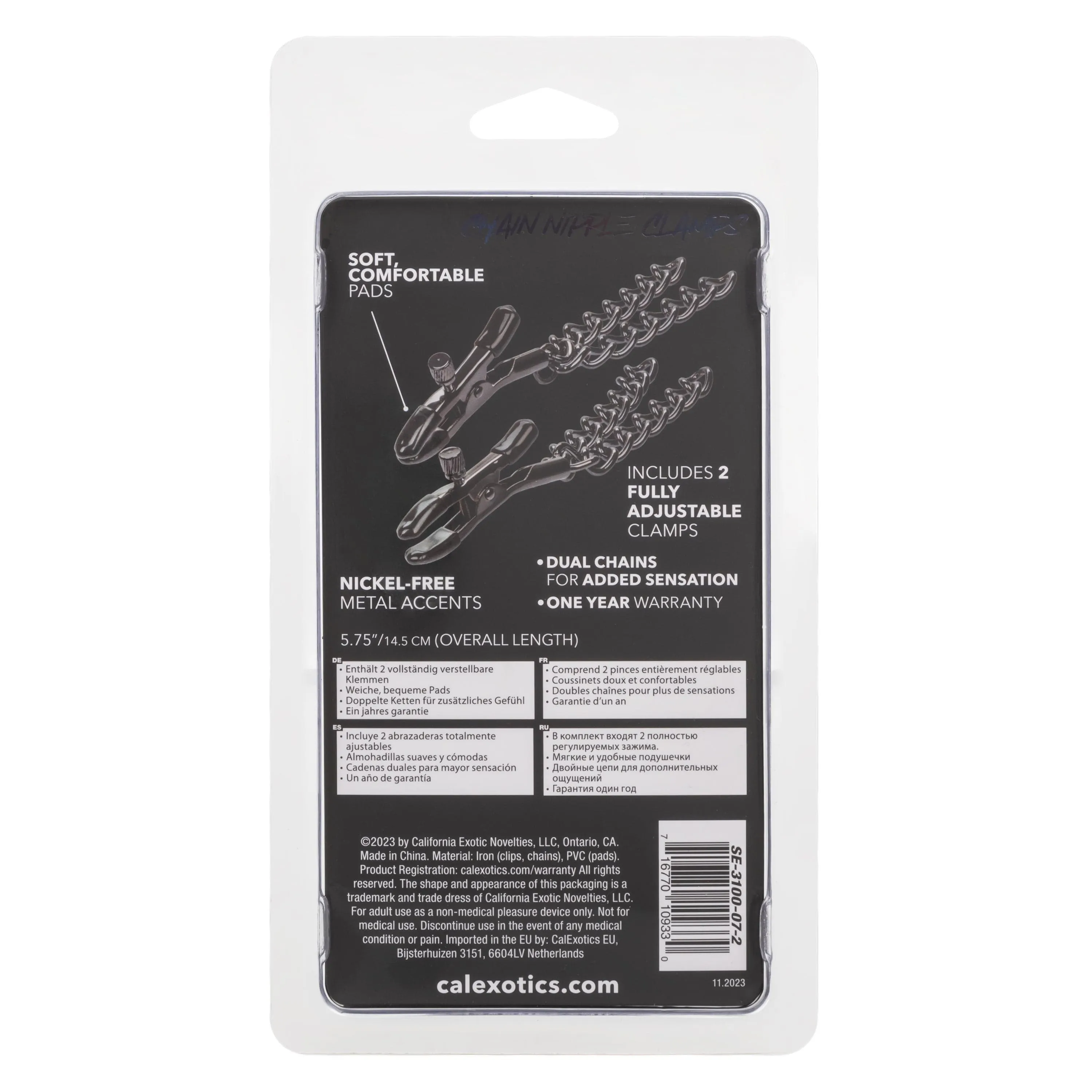 California Exotics - Euphoria Collection Chain Nipple Clamps (Black)