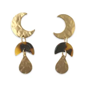 Crescent Moon Tortoise Earrings