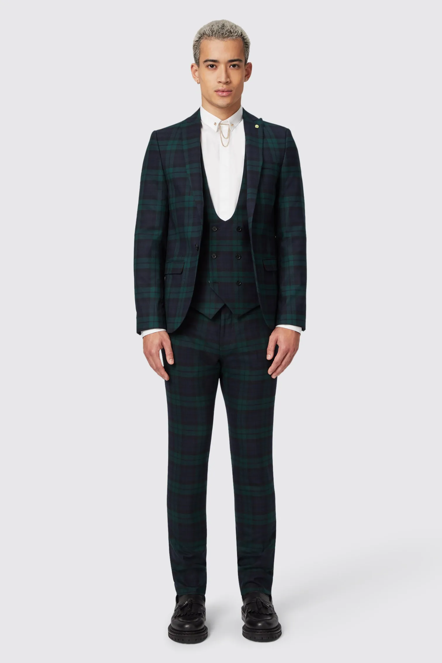 Ginger Skinny Fit Green Tartan Jacket