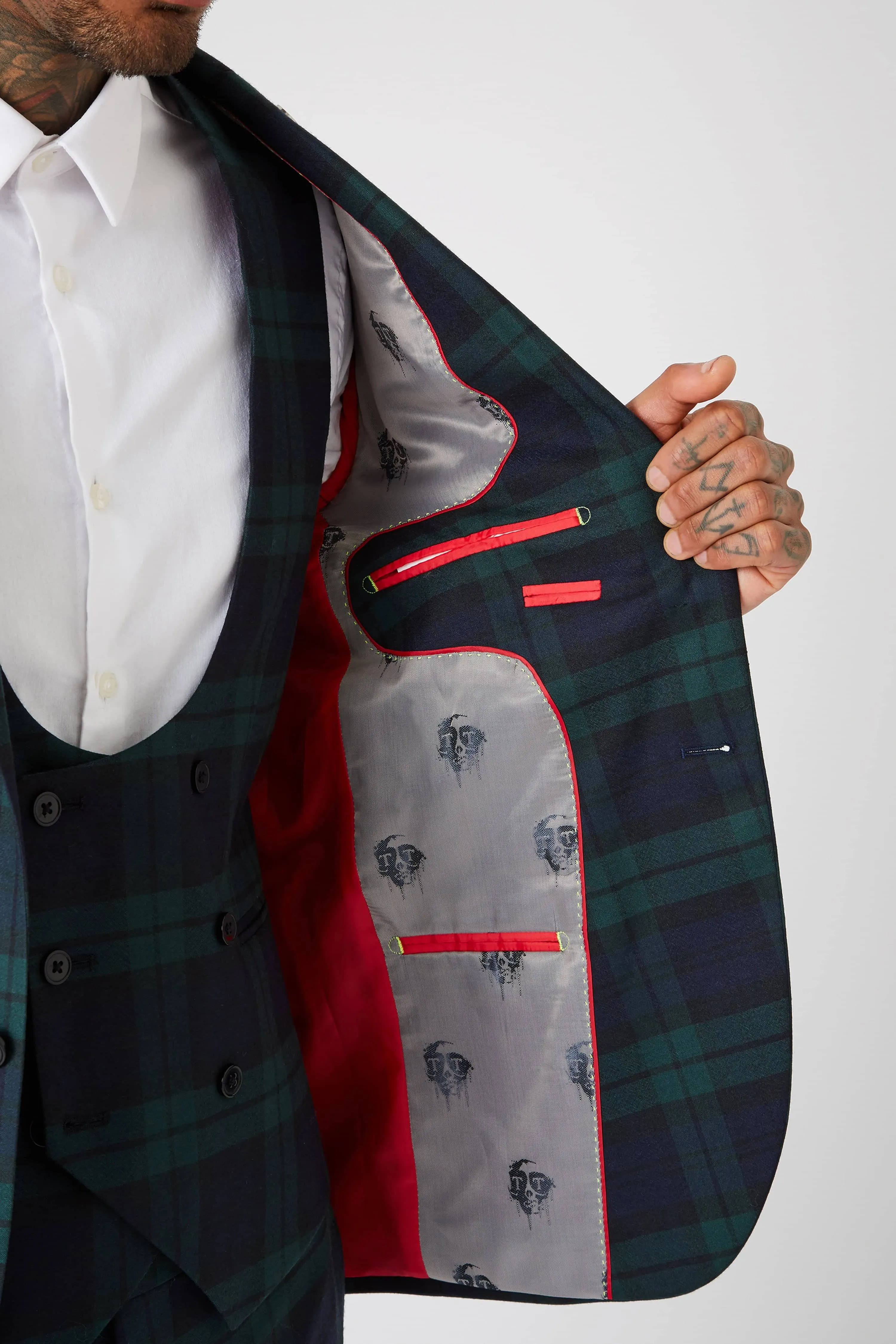 Ginger Skinny Fit Green Tartan Jacket