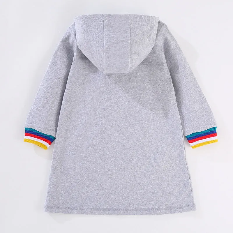 Grey Sweatshirt Hoodie Dress