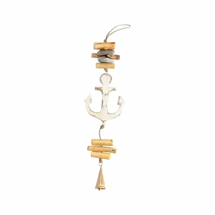 Handcrafted Hanging Distressed White Anchor Chime