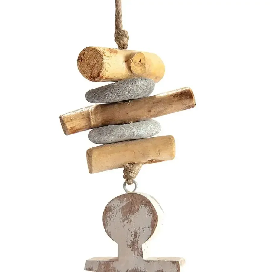 Handcrafted Hanging Distressed White Anchor Chime
