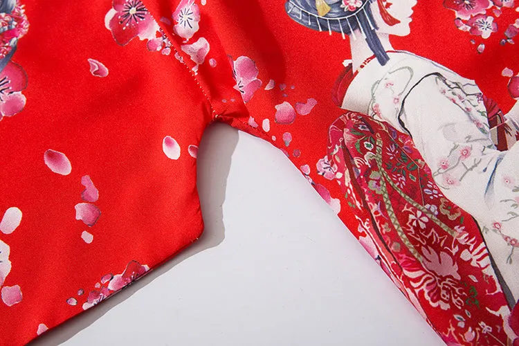 Japanese Sakura Cherry Blossom Print Kimono
