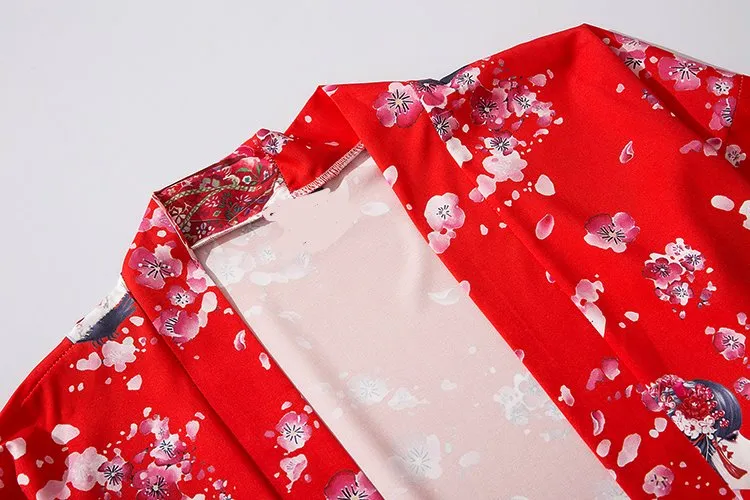 Japanese Sakura Cherry Blossom Print Kimono