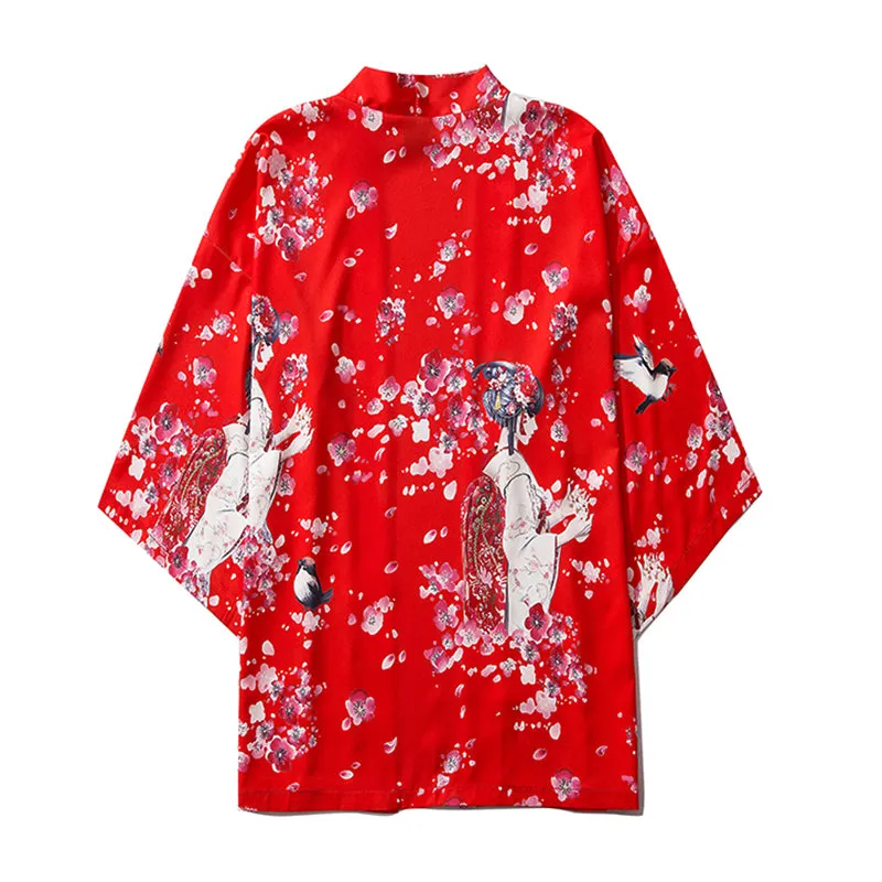 Japanese Sakura Cherry Blossom Print Kimono