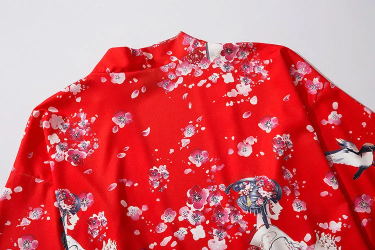 Japanese Sakura Cherry Blossom Print Kimono