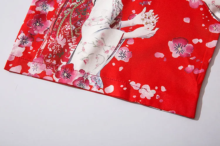 Japanese Sakura Cherry Blossom Print Kimono