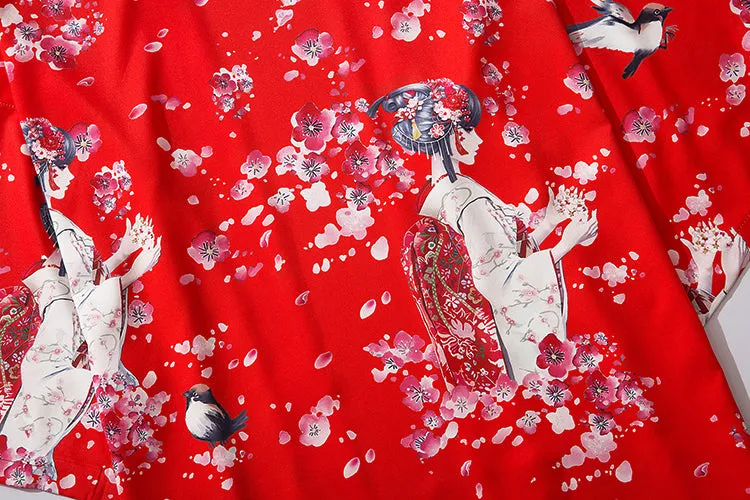 Japanese Sakura Cherry Blossom Print Kimono