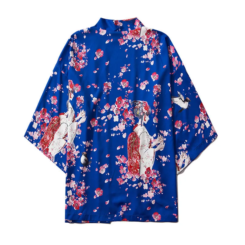 Japanese Sakura Cherry Blossom Print Kimono