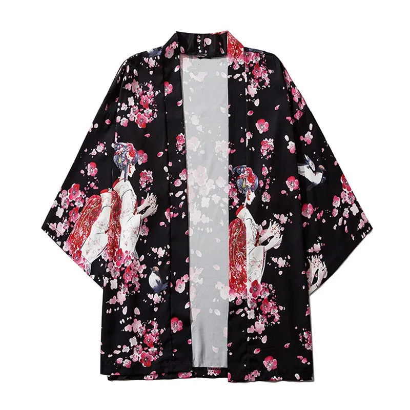 Japanese Sakura Cherry Blossom Print Kimono