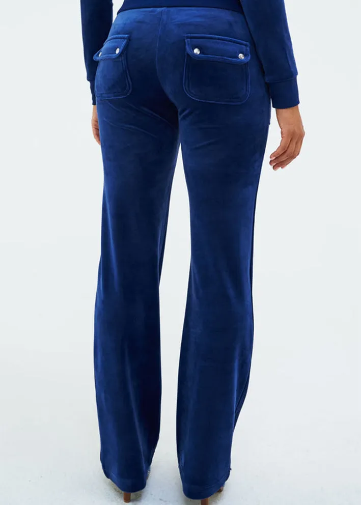 Juicy Couture Del Ray Pocket Velour Bukser - Blue Depths