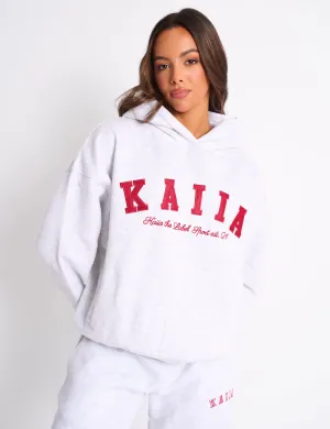 Kaiia Sport Oversized Hoodie Grey Marl & Red