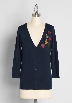 Leafing Yesterday Behind Embroidered Cardigan