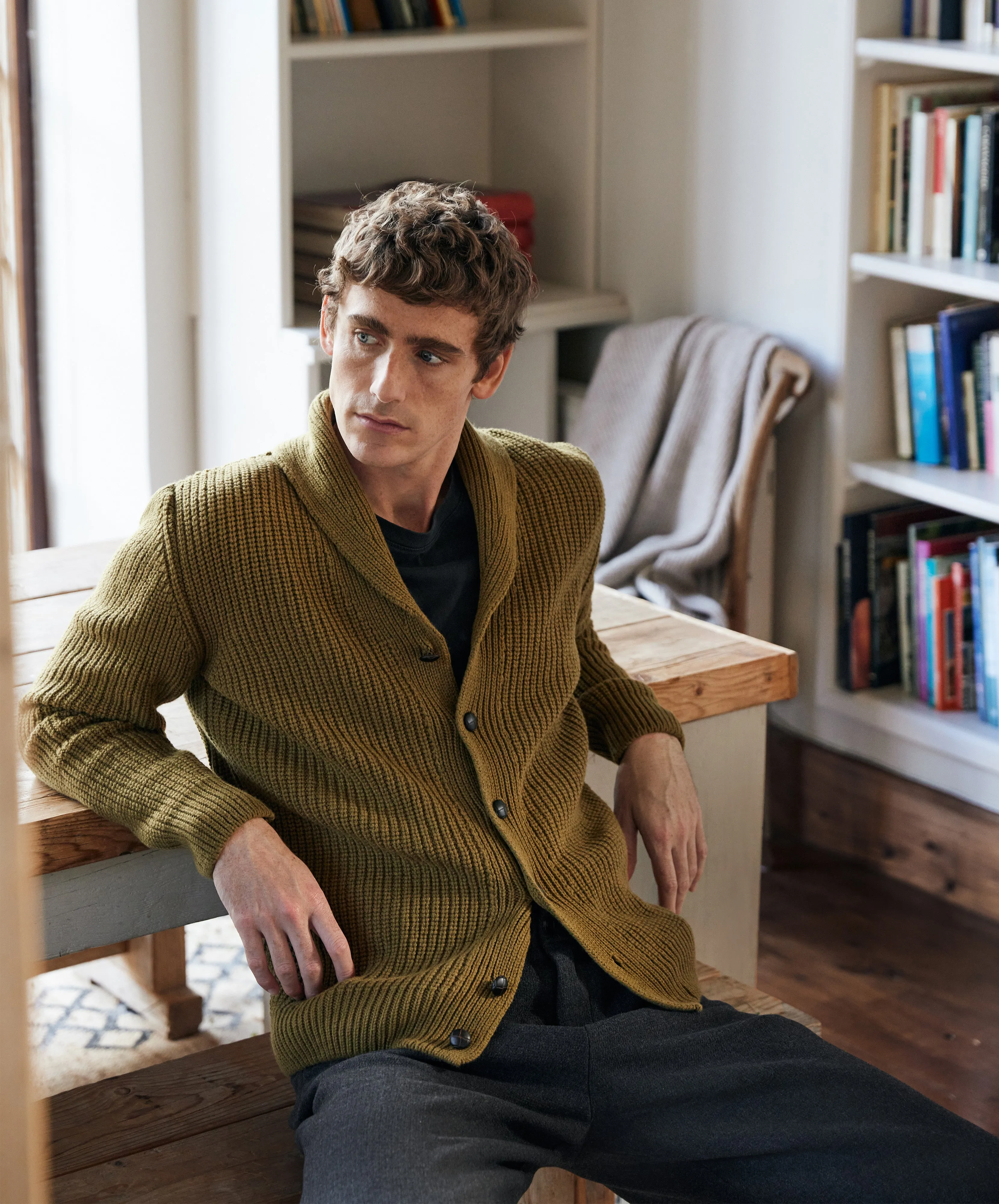 Luxe Shawl Cardigan Khaki