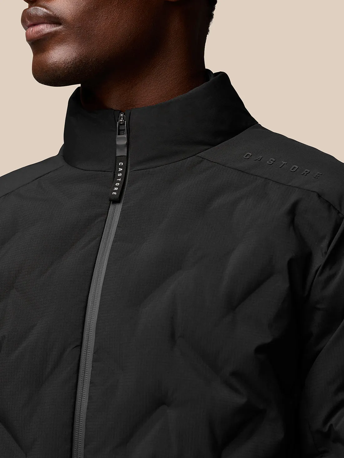 Men's Quilts Long Sleeve Lightweight Wadded Zip Jacket - Black