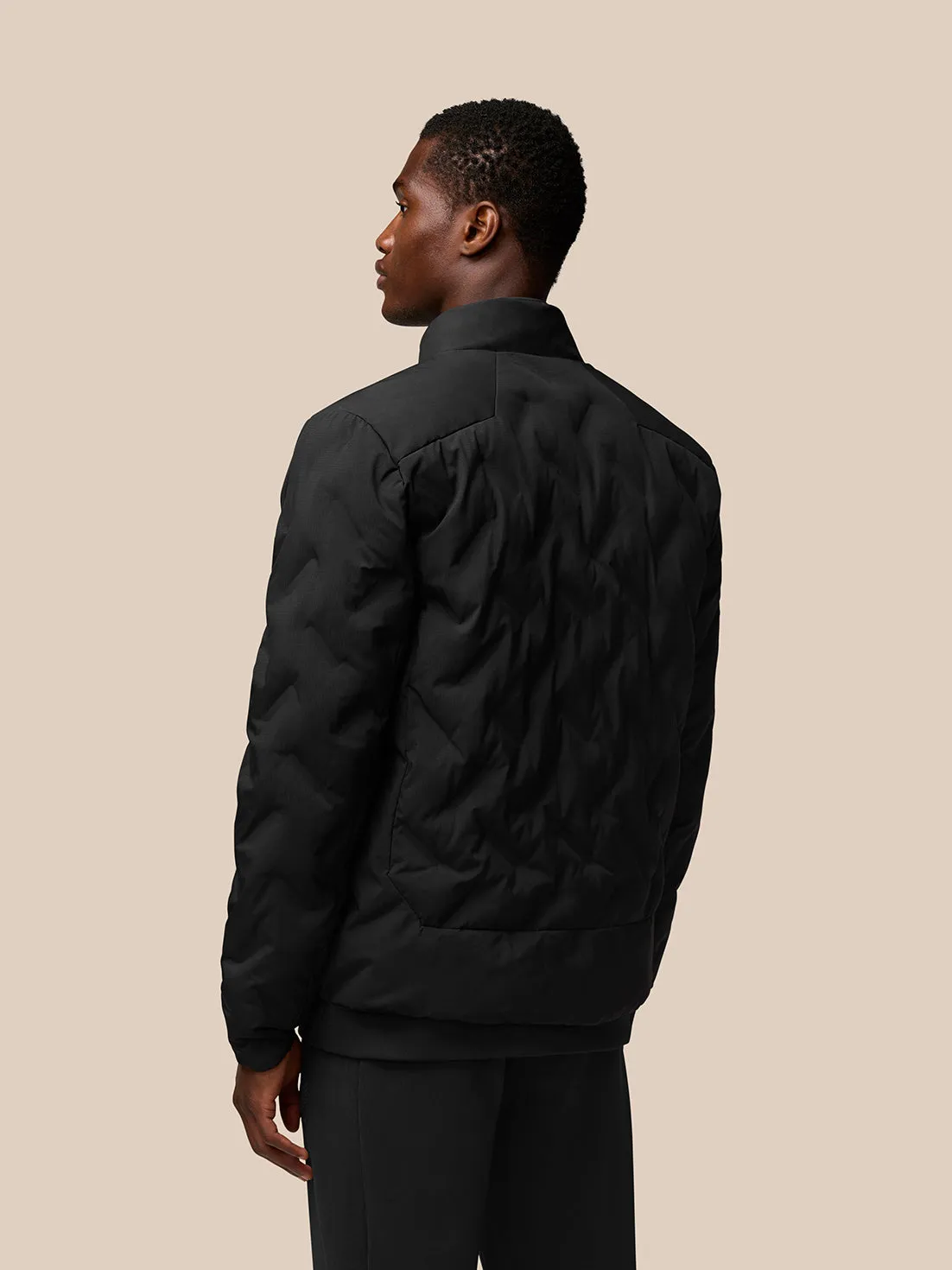 Men's Quilts Long Sleeve Lightweight Wadded Zip Jacket - Black