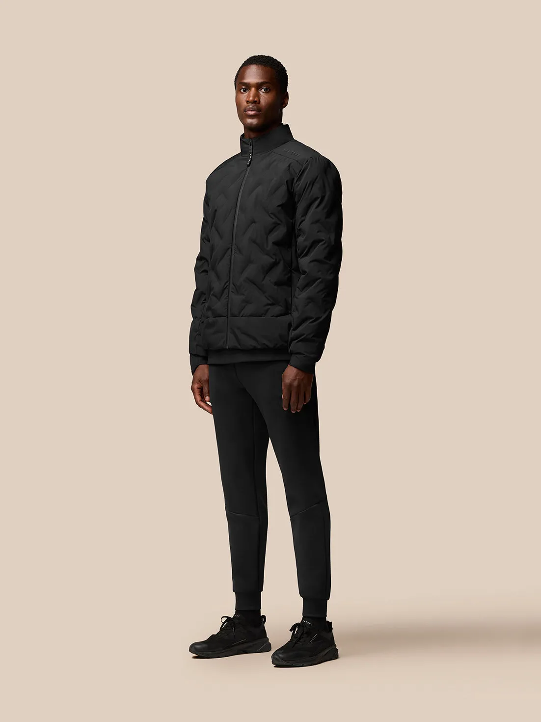 Men's Quilts Long Sleeve Lightweight Wadded Zip Jacket - Black