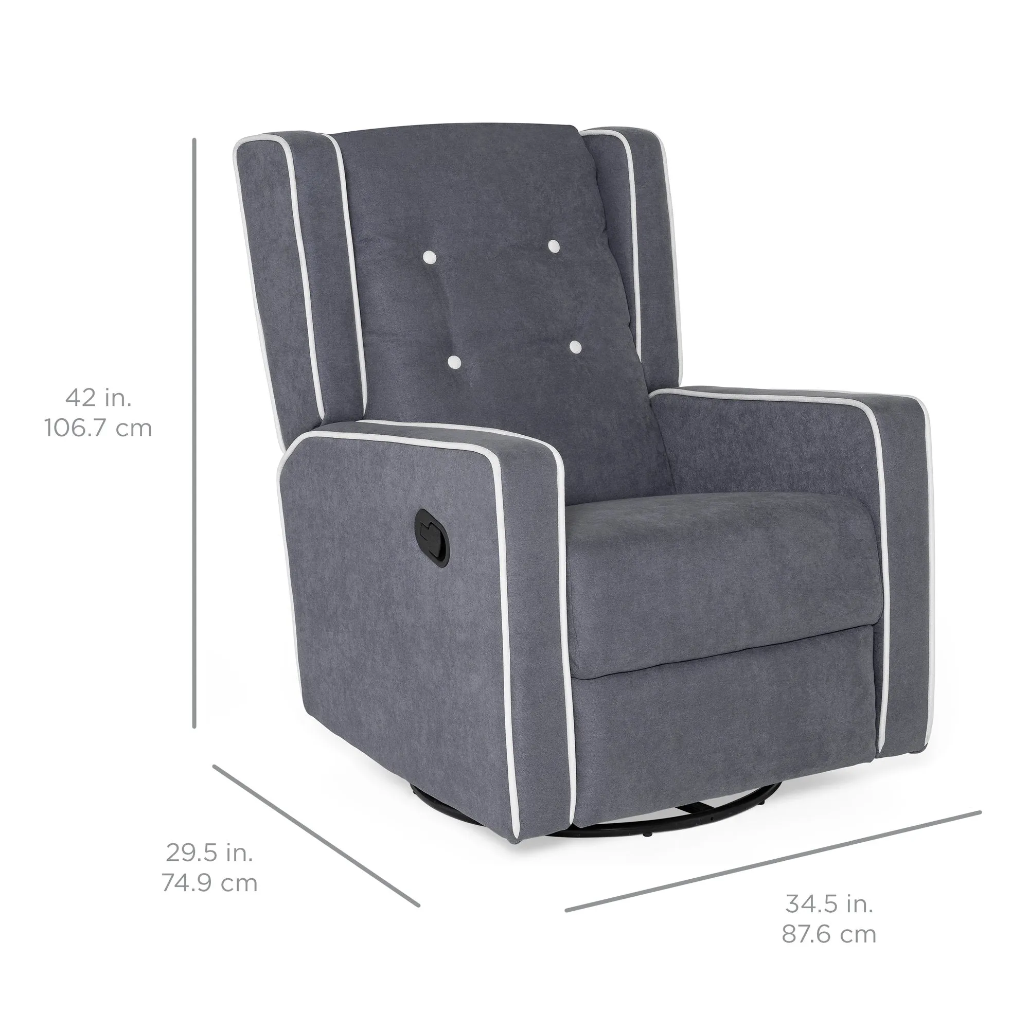 Mid-Century Modern Polyester Upholstered Swivel Recliner Rocking Chair