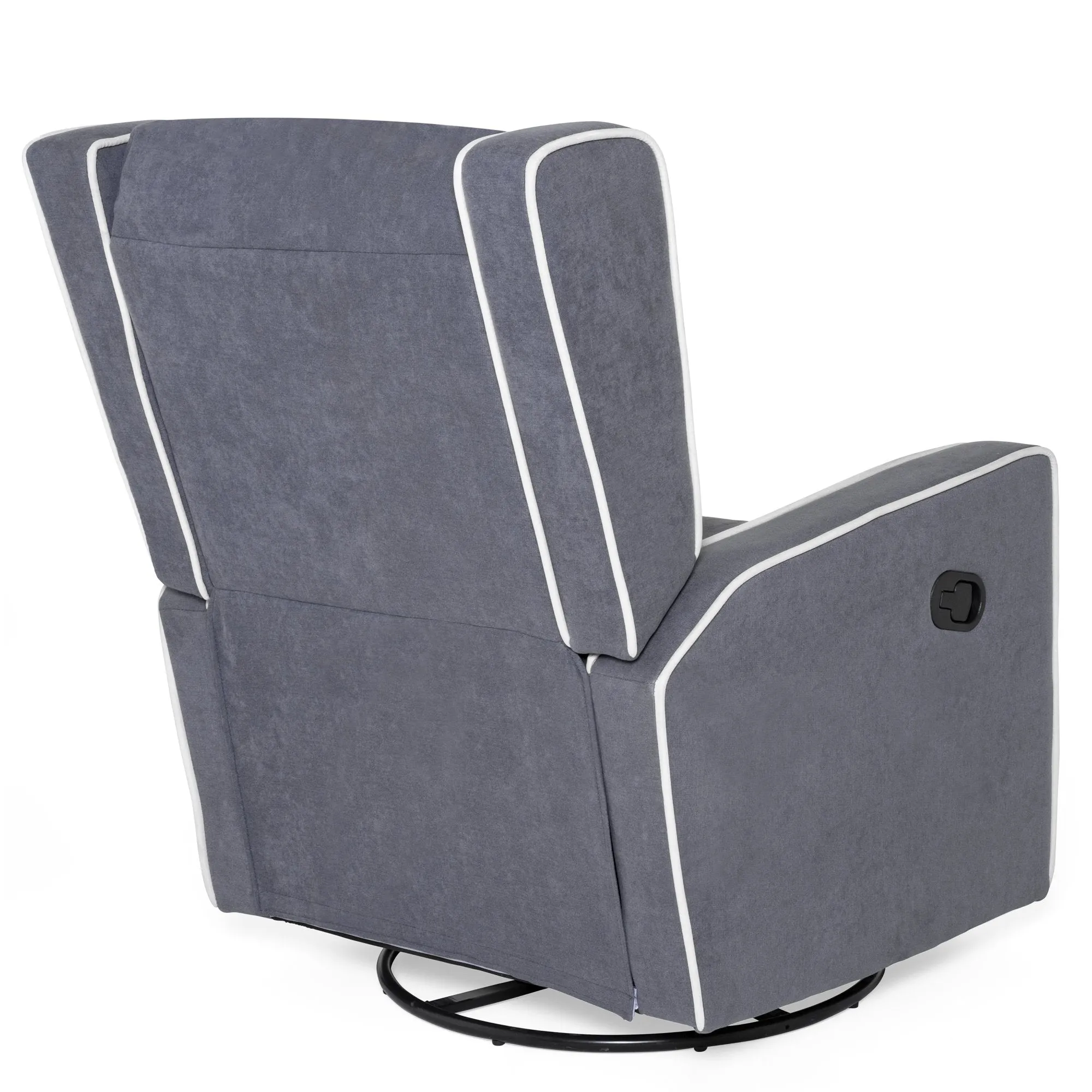 Mid-Century Modern Polyester Upholstered Swivel Recliner Rocking Chair