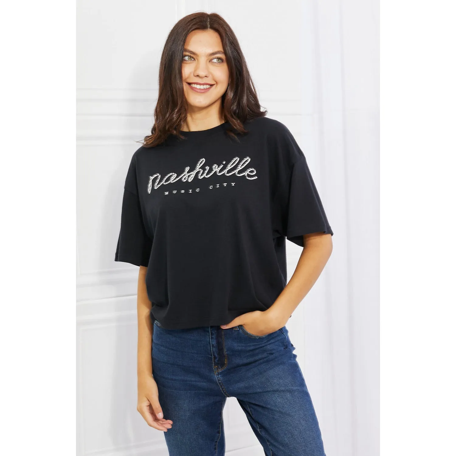 mineB Nashville Music City Graphic Crop Top