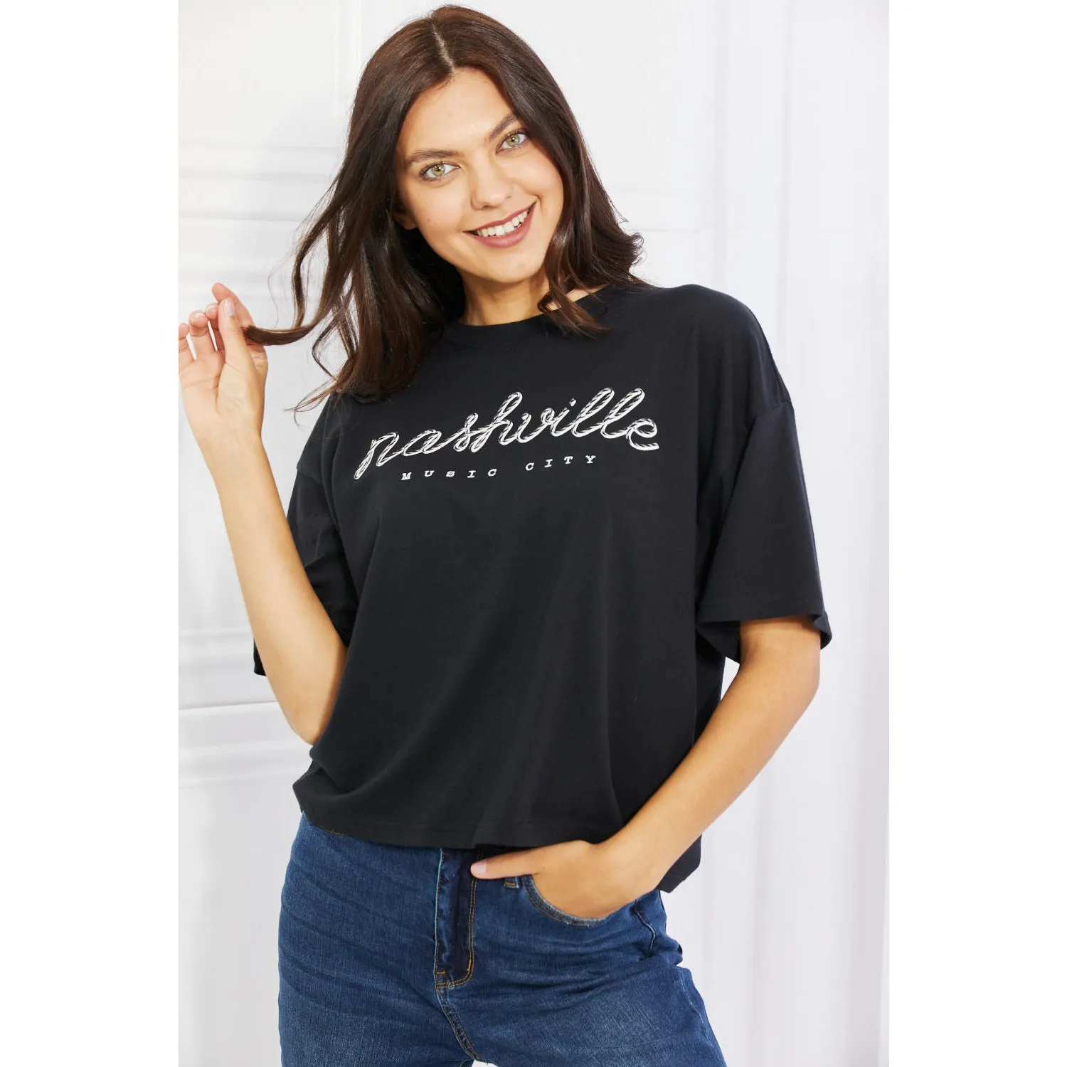 mineB Nashville Music City Graphic Crop Top