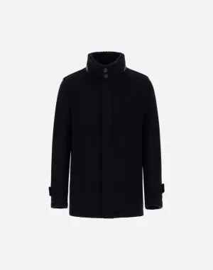 New Cashmere Car Coat W/ Removable Faux Fur Collar