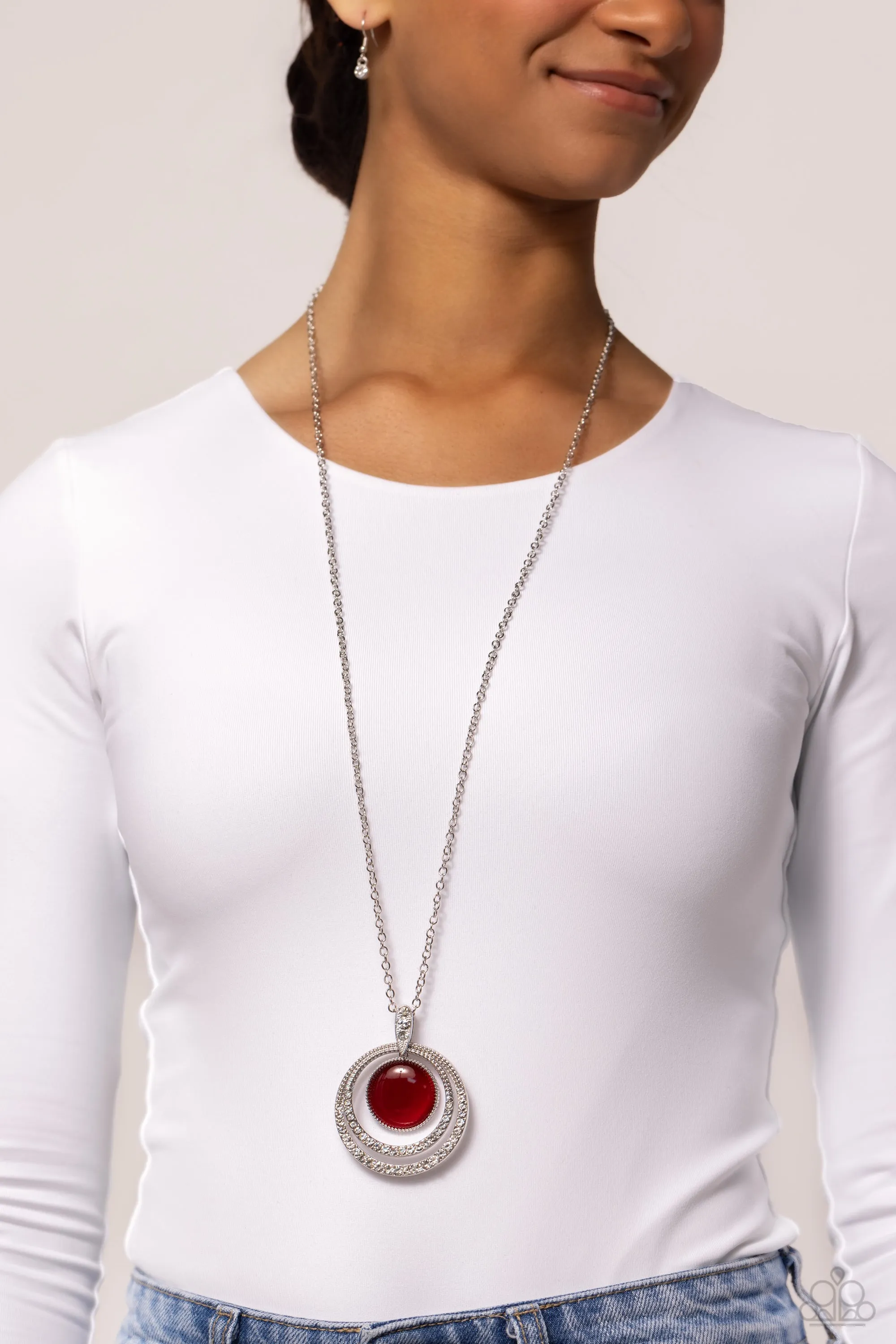 Paparazzi Cats Eye Couture Red Necklace & Earring Set