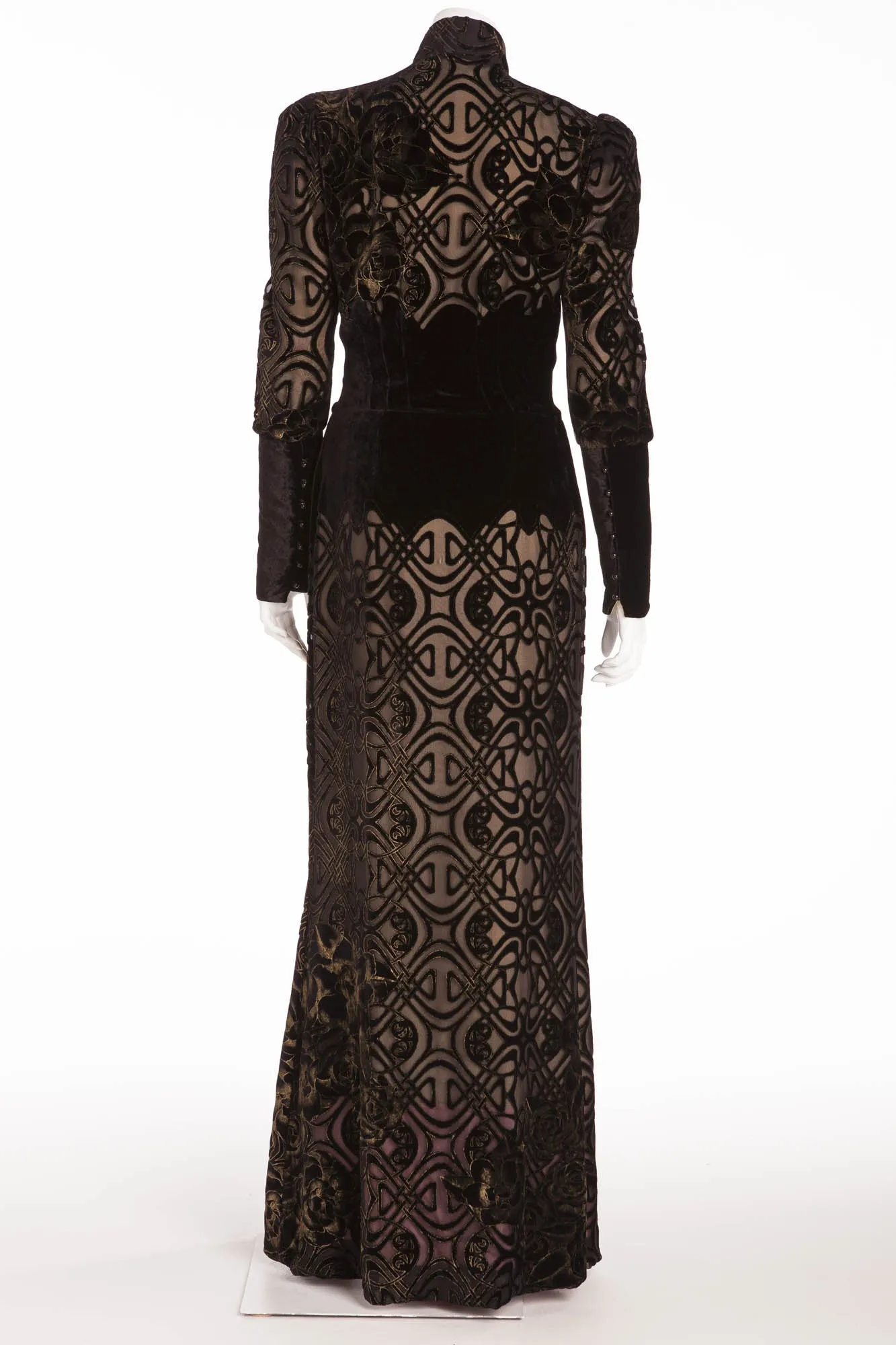 Roberto Cavalli - As Seen on the 2006 Runway Collection - Black Velvet Brocade Robe with Floral Oriental Kimono Silk Lining - IT 40