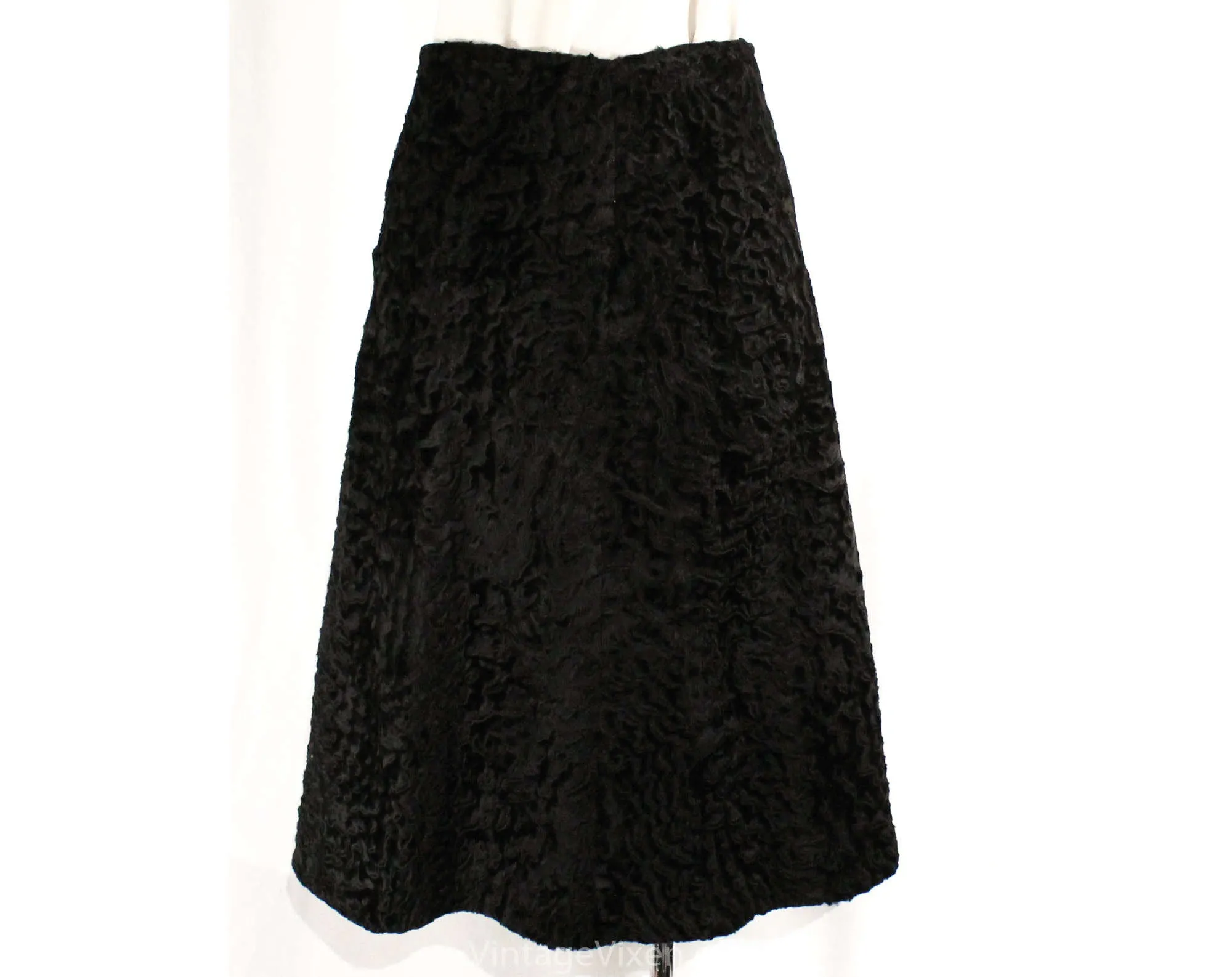 Size 10 1950s Fur Jacket and Skirt - Sable Collar & Cuffs - Black Broadtail Lamb - Medium 50s 60s Custom Made Winter Suit - Waist 29.5
