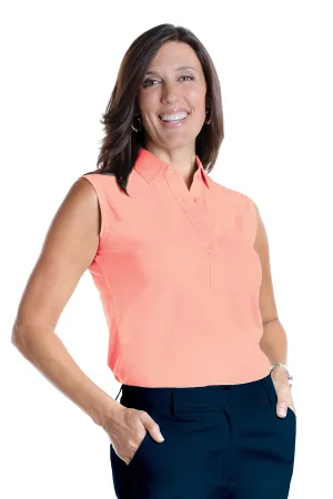 Sleeveless Solid Polo | Apricot