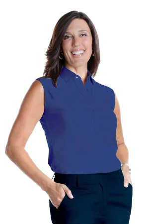 Sleeveless Solid Polo | Bright Admiral