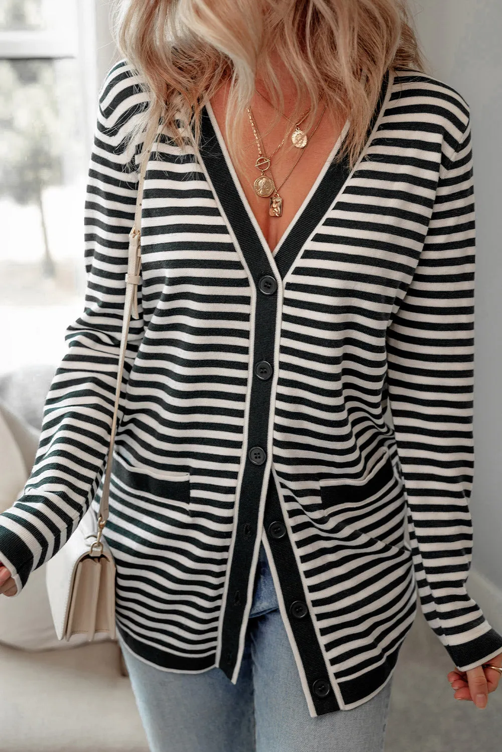 Stripe Tunic Long Sleeve Cardigan