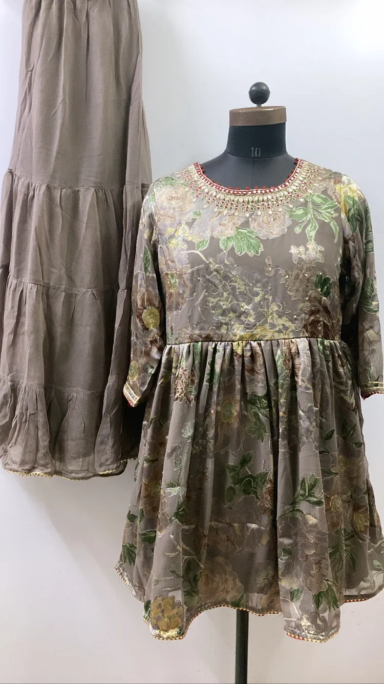 Trendy Brown Sharara Full Set