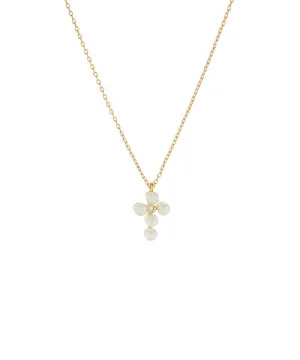 Veronica Pearl Cross Necklace